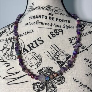 Handmade Amethyst & Imperial Jasper Beaded Stone Necklace